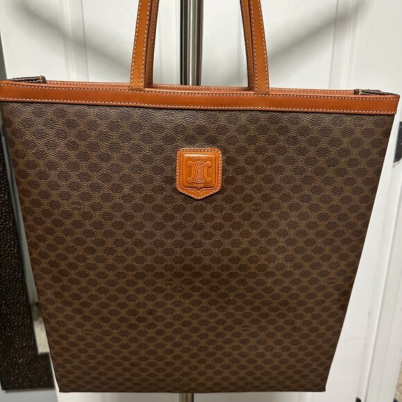 Celine Monogram Macadam Flat Shopper Tote Bag - Picture 1 of 9